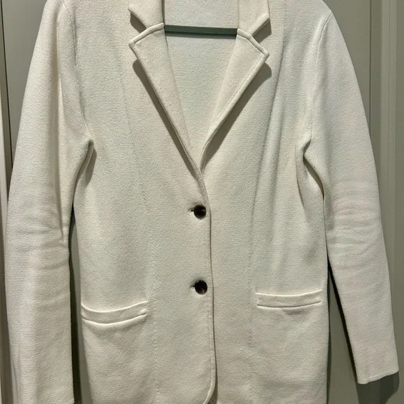 J. Crew Ivory Mercantile Sweater Blazer with Button Detail - Picture 2 of 6
